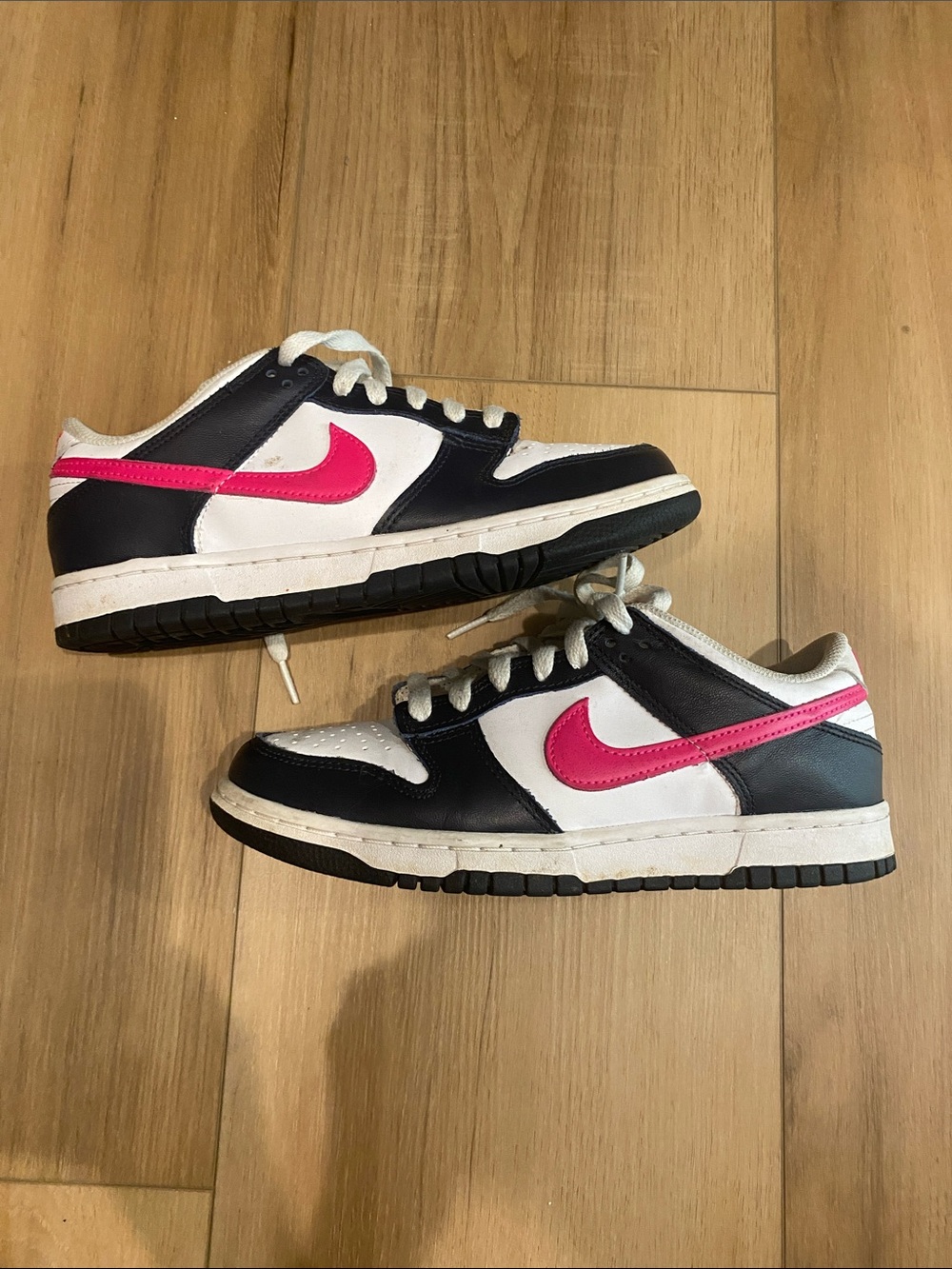 Nike Black White Sneakers with Hot Pink Swoosh